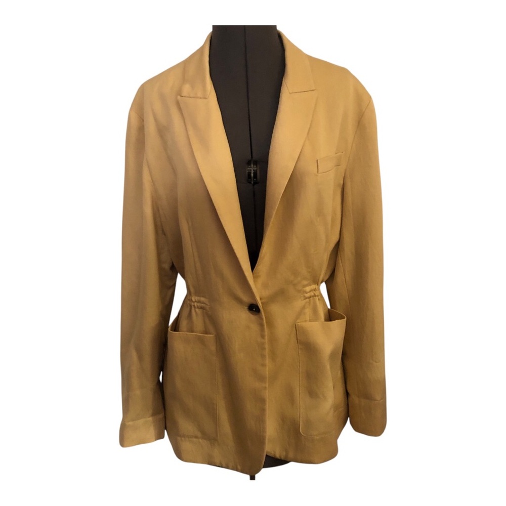 M.M. LaFleur Drawstring Waist Pale Yellow Blazer Size 12 - Picture 4 of 16